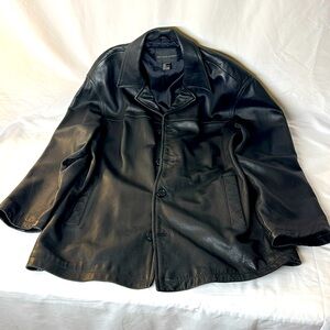 Saks Fifth Avenue Leather Driving Coat Jacket